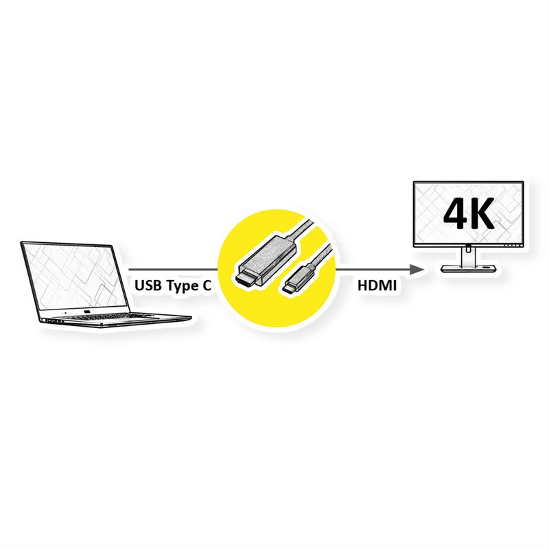 ROLINE GOLD USB Typ C - HDMI Adapterkabel, ST/ST, 1 m