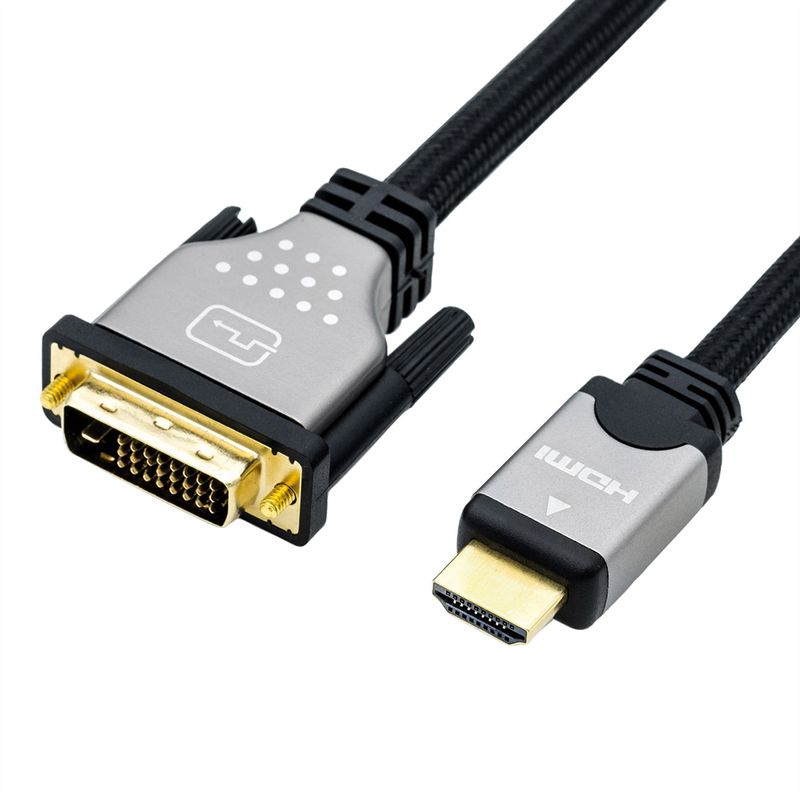 ROLINE Monitorkabel DVI - HDMI, ST-ST, dual link, schwarz / silber, 3 m