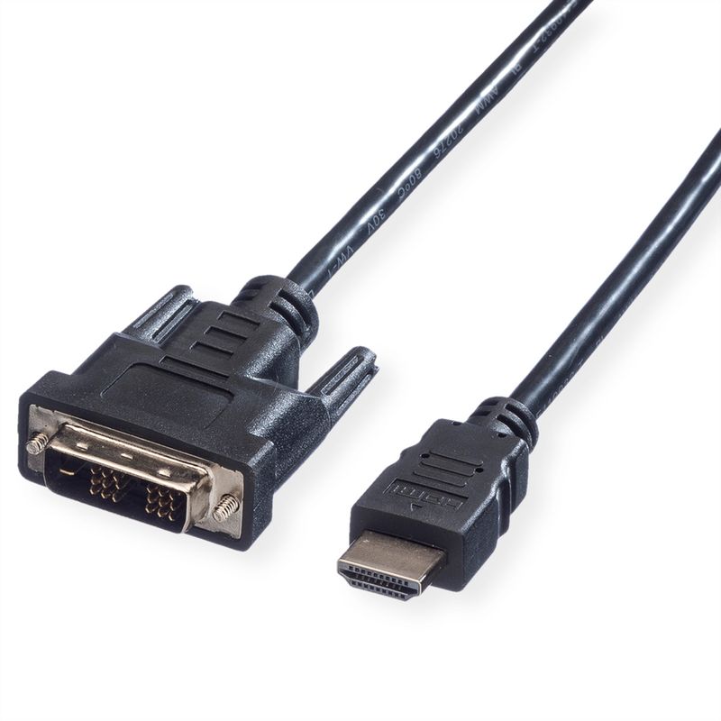 VALUE Kabel DVI (18+1) ST - HDMI ST, schwarz, 10 m