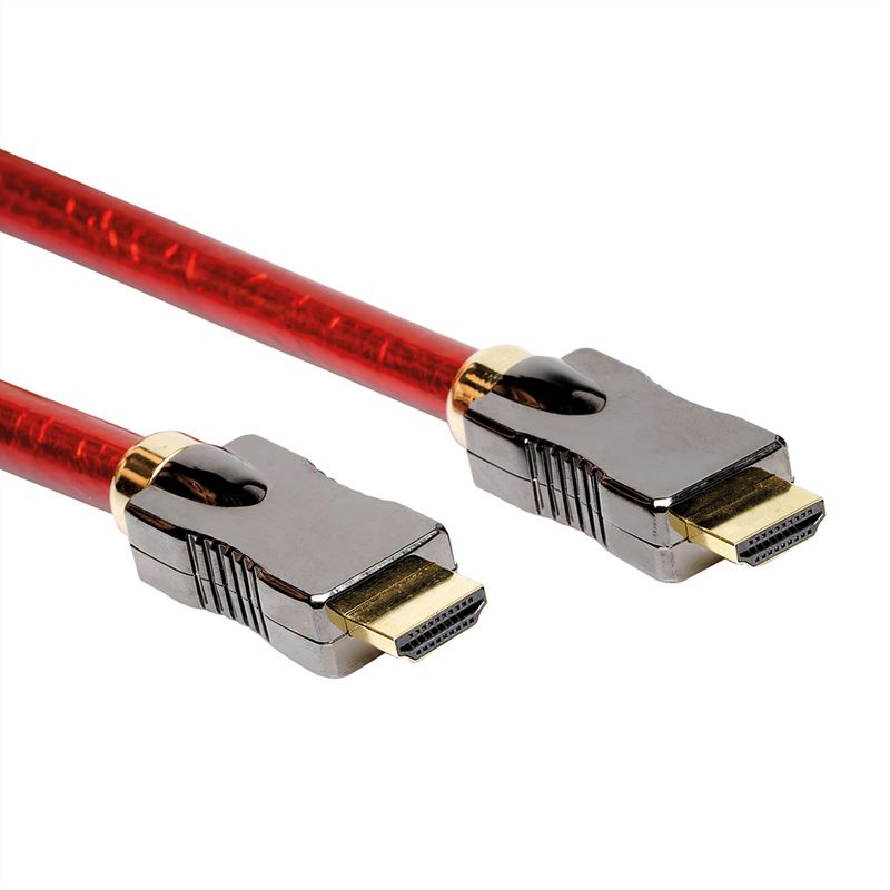ROLINE 8K HDMI Ultra HD Kabel mit Ethernet, ST/ST, rot, 5 m