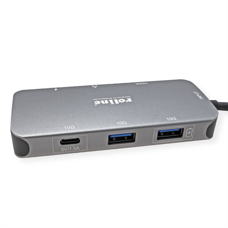 ROLINE USB 3.2 Gen 2 Typ C Multiport Dockingstation, 4K HDMI, LAN