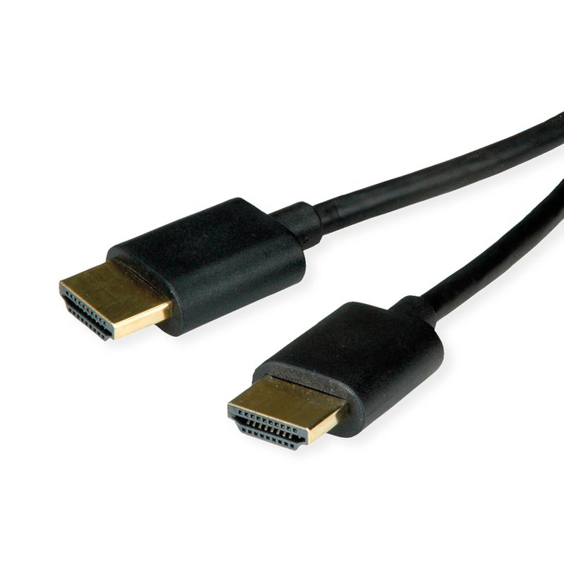 ROLINE HDMI High Speed Kabel mit Ethernet, Slim, ST-ST, schwarz, 1,5 m