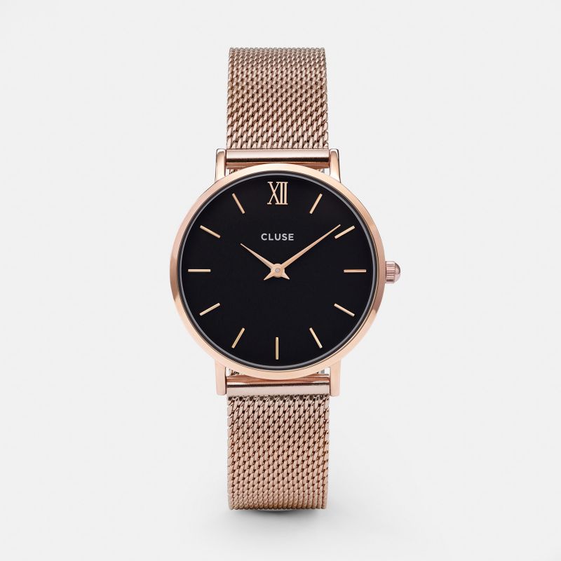 Cluse Minuit Mesh Rose Gold Black CL30016 CW0101203003