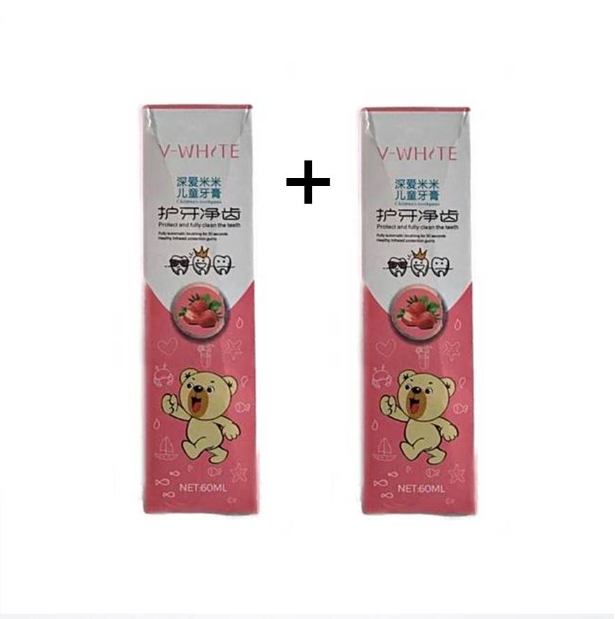 Kinder 2x Set V-White Schaum Erdbeere Zahnpasta Zahnschaum 2x 60ml