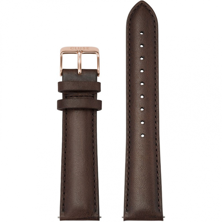 Cluse CS1408101066 Strap 20 mm Leather, Dark Brown/ Rose Gold