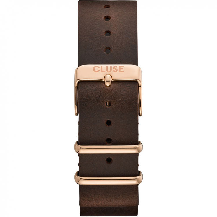 Cluse CS1408101070 Strap 20 mm Nato Leather, Dark Brown/ Rose Gold