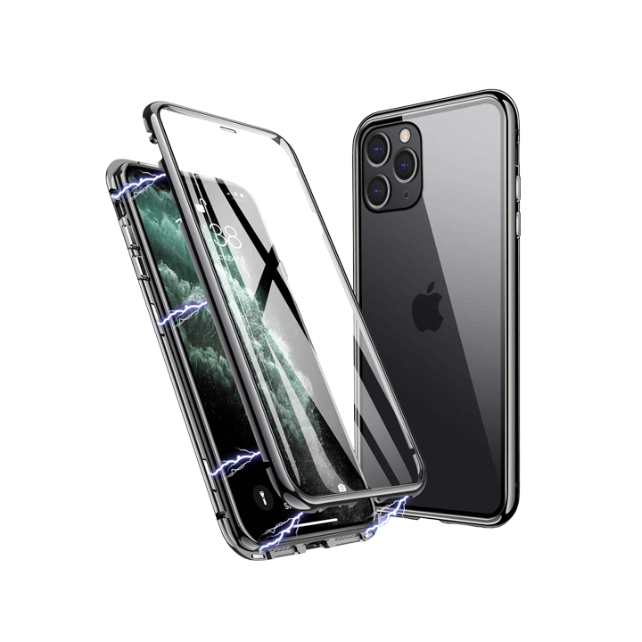 2 Stück - 360 Grad Vorder- und Rückseite PanzerGlass Displayschutz magnetisches Aluminumcase iPhone