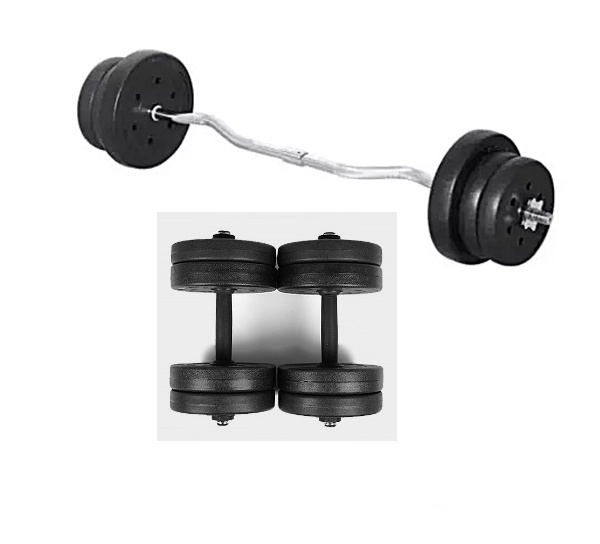 30kg Sparpaket Kurzhantel + Langhantel SZ Curlstange Hantelset