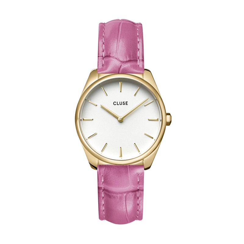 Cluse CW11213 Féroce Petite Leather Croco Pink, Gold Colour