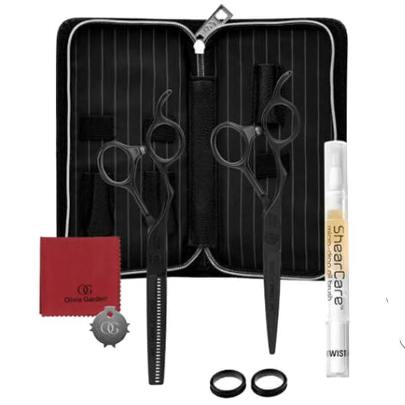 Olivia Garden SilkCut PRO Matt Black 2er Set LH 5,75+ Effilierschere