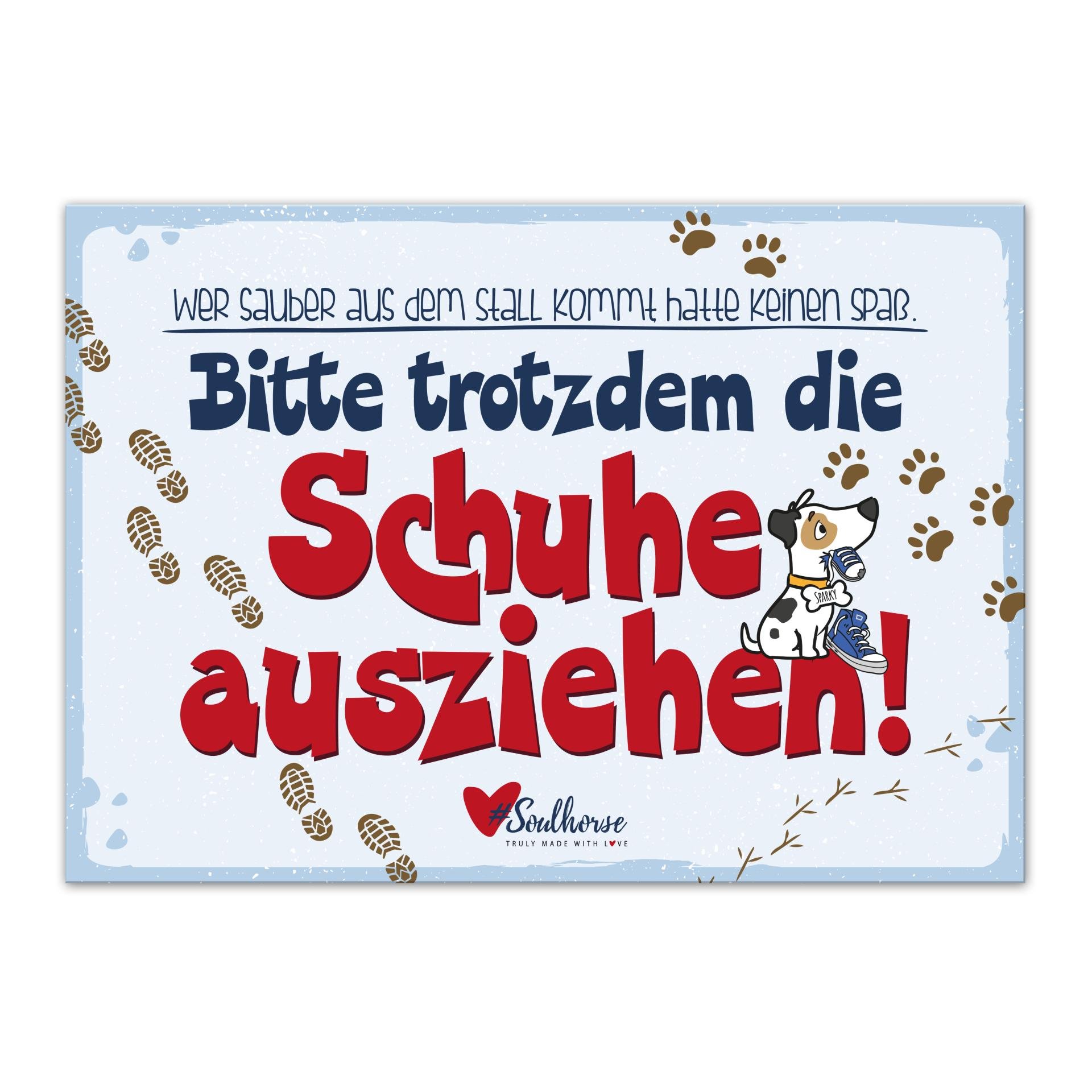 Soulhorse “Schuhe ausziehen” Stallschild - Türkis