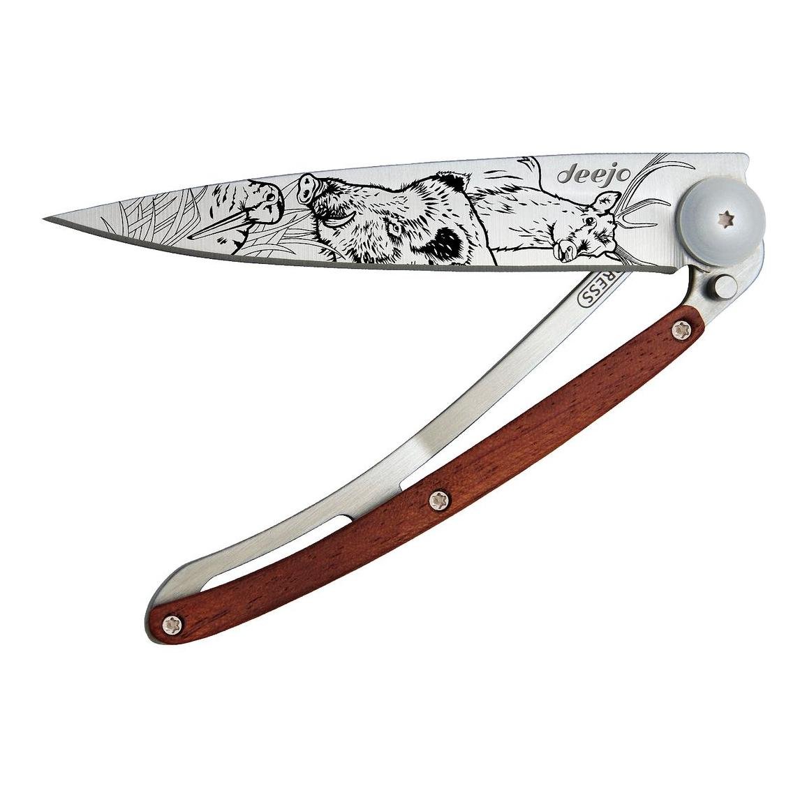 Deejo Taschenmesser Tattoo Titan 37g - Korallenholz Jagd -