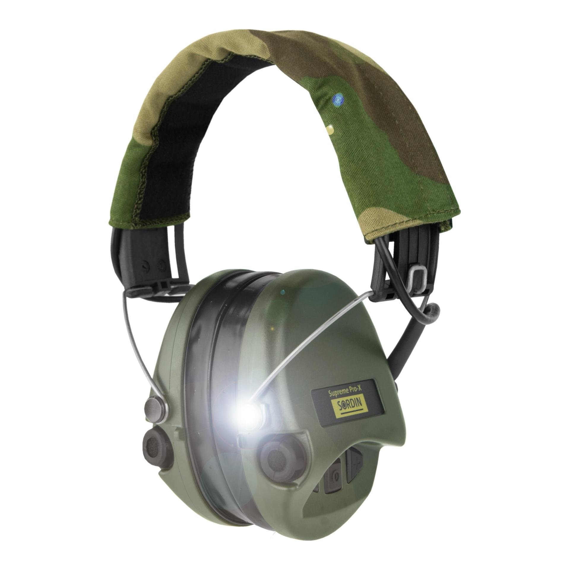 Sordin Supreme Pro X LED mit Camo-Band und Gelkissen - Grüne Cups