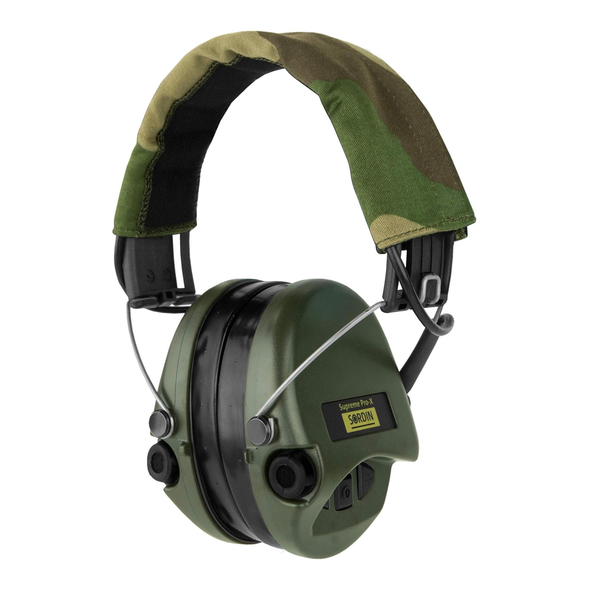 Sordin Supreme Pro X mit Camo Kopfband und Gelkissen - Grüne Cups