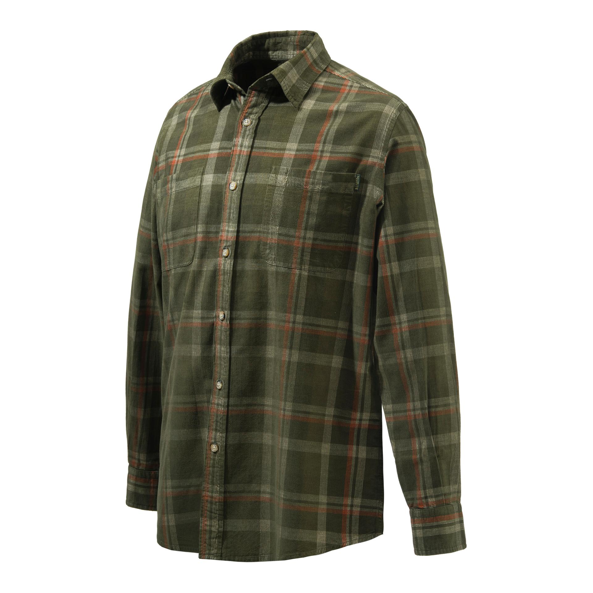 Beretta Manchester Corduroy Hemd - Grün/Orange kariert