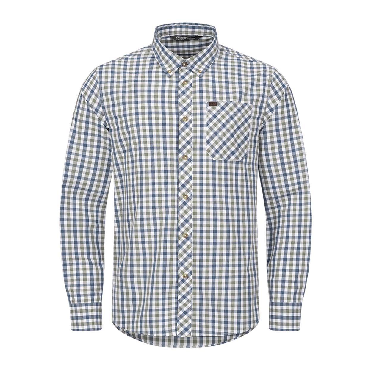 Blaser Herren Hemd Juno - Oliv/Blau Kariert -