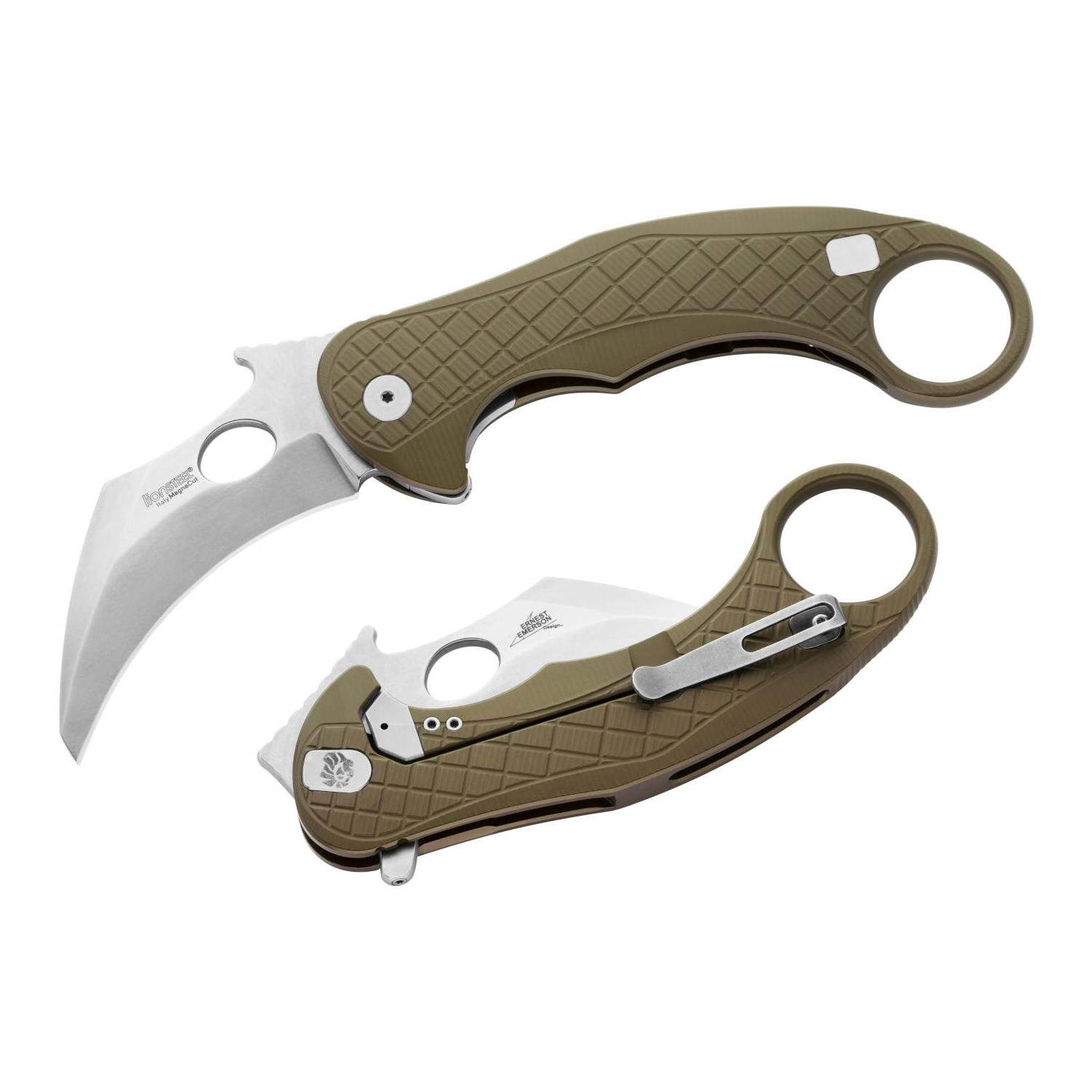 LionSteel Klappmesser L.E.One - Green / Stone Washed - Grün -