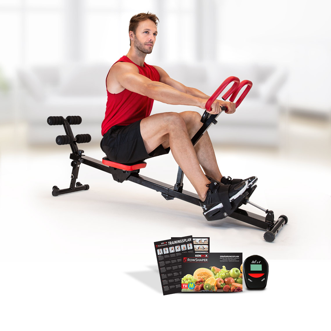 Kendox RowShaper Expert Fitness-Rudergerät inkl. Zubehör GRATIS