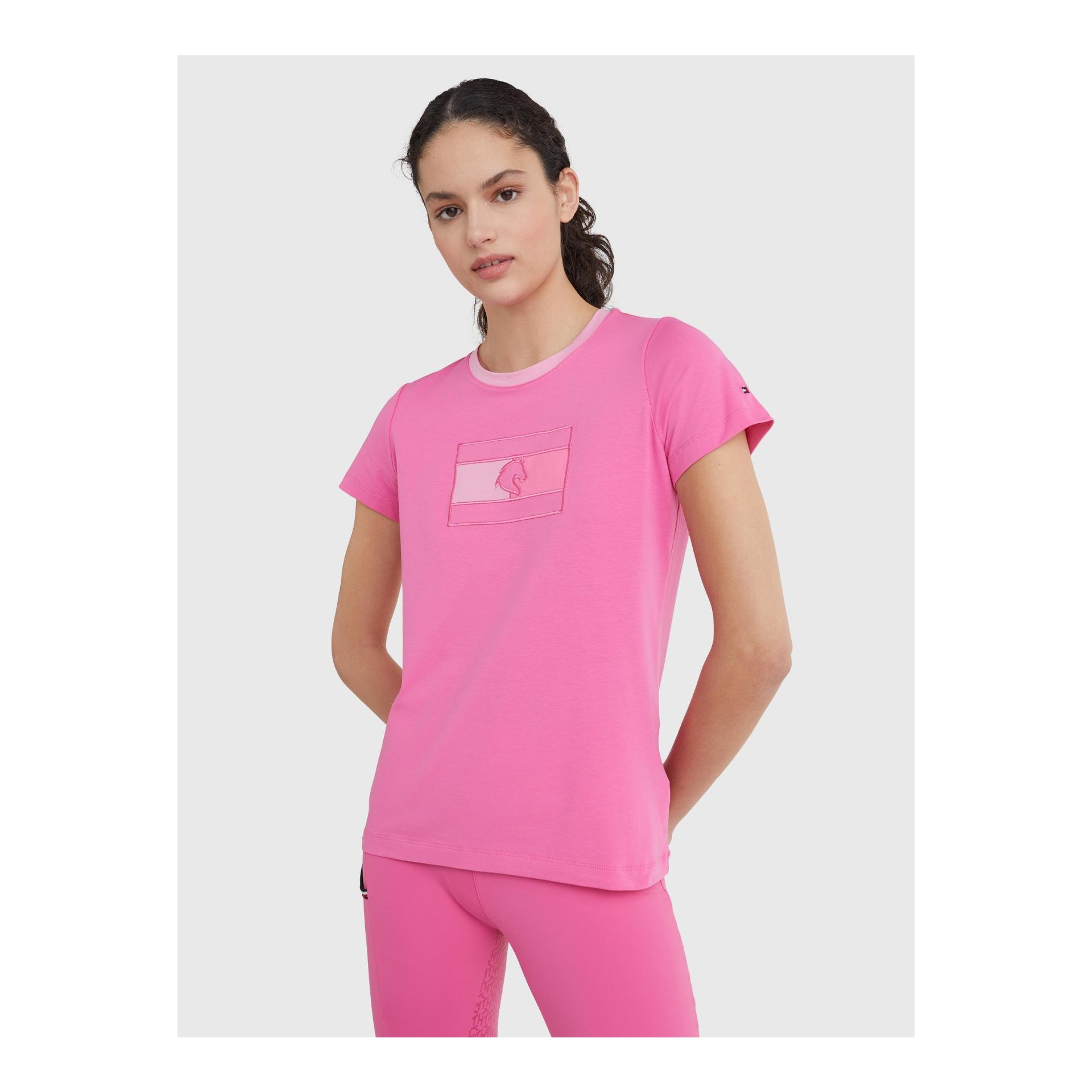Tommy Hilfiger Equestrian T-Shirt Style TH Damen - radiant pink Farbe: Radiant Pink, Grösse Bekleidung Damen: L
