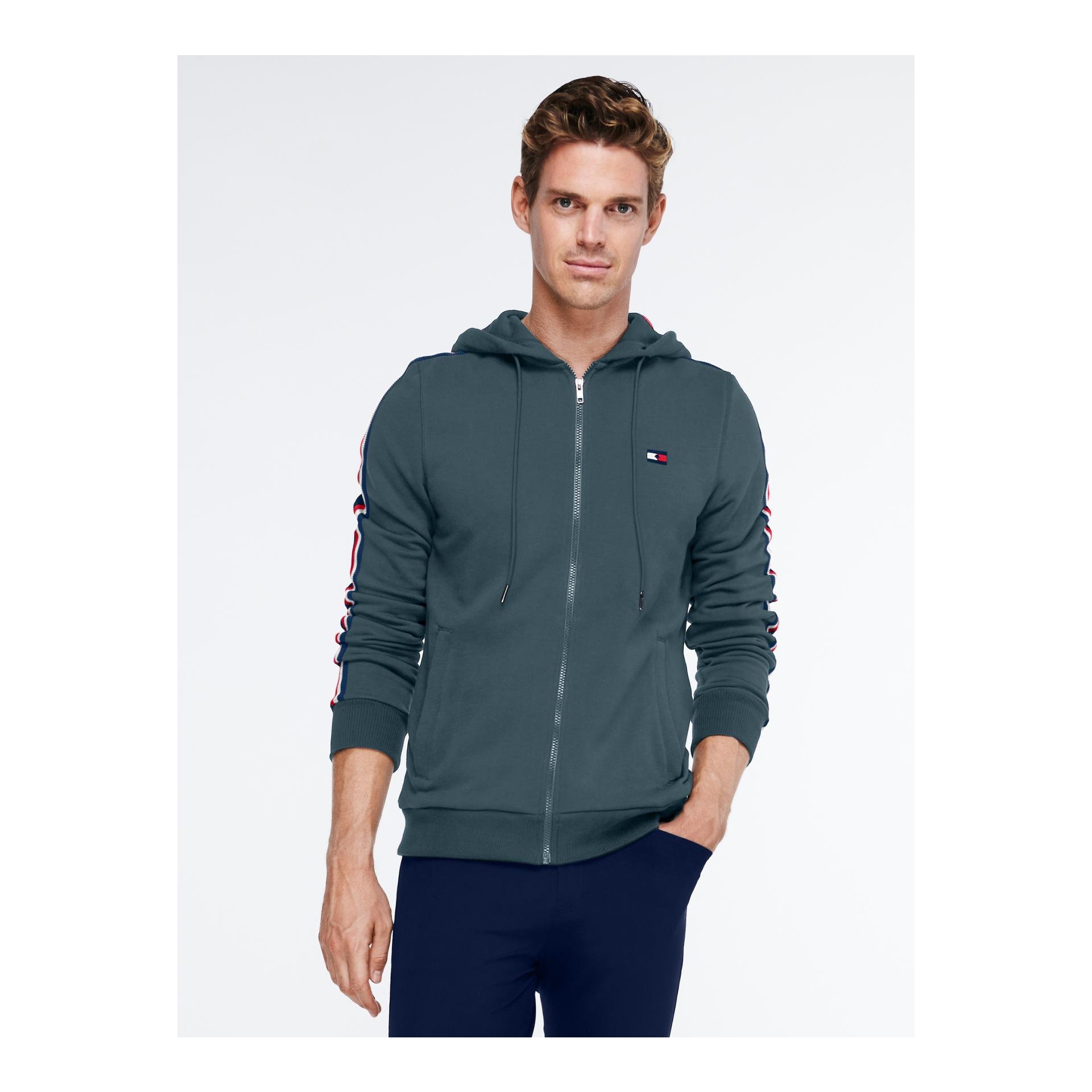 Tommy Hilfiger Equestrian Hoody Zip-thru Style Herren - mercury marine Grösse Bekleidung Herren: S