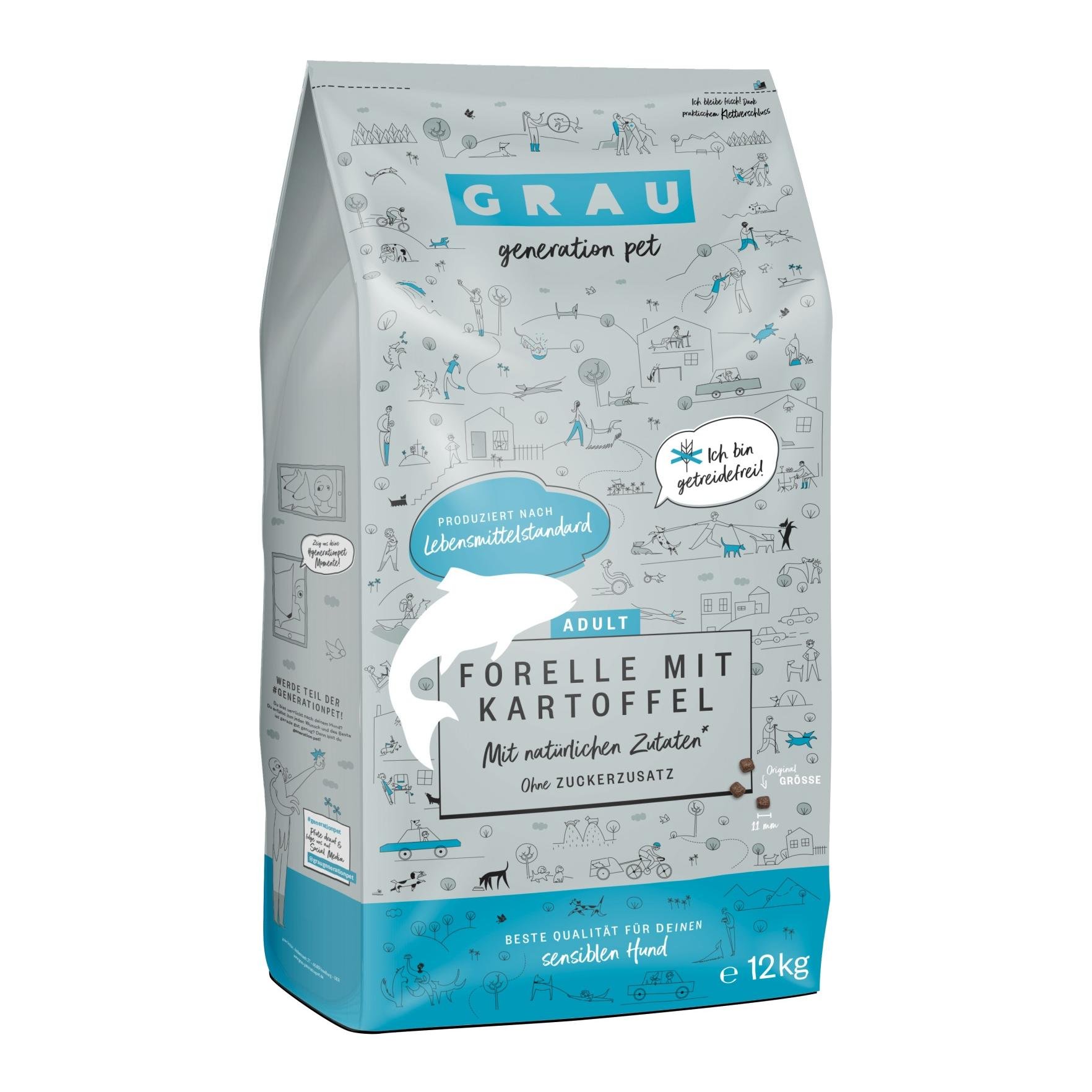 Grau - Generation Pet Trockenfutter Forelle mit Kartoffel - Natur - Inhalt: 12 kg