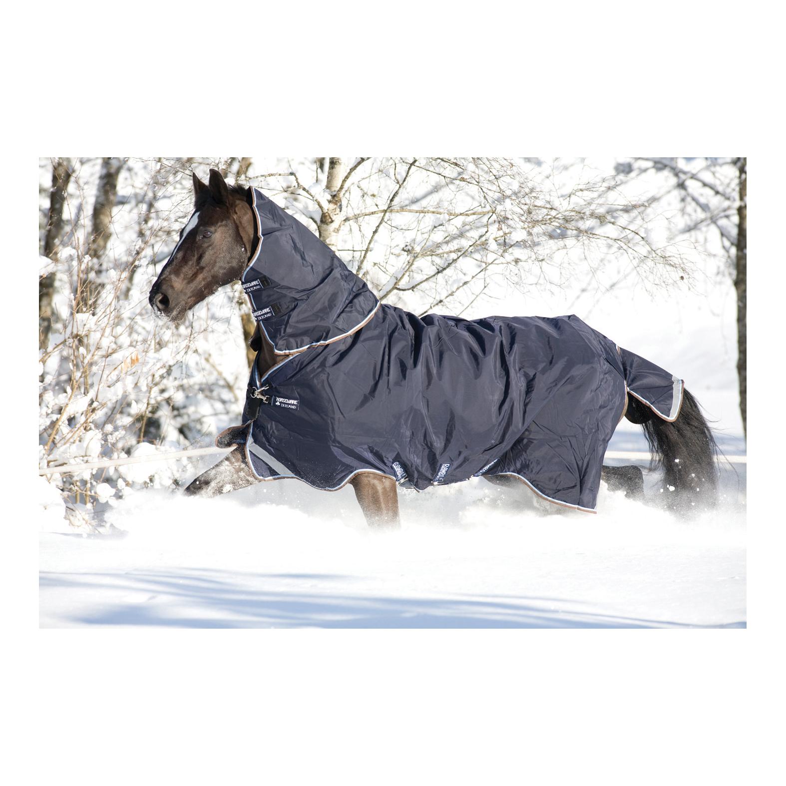Horseware Weidedecke Rambo Duo Turnout (100g Outer mit 300g Liner) - Navy/Sky Blue/Brown - Grösse Pferdedecken: 140 cm