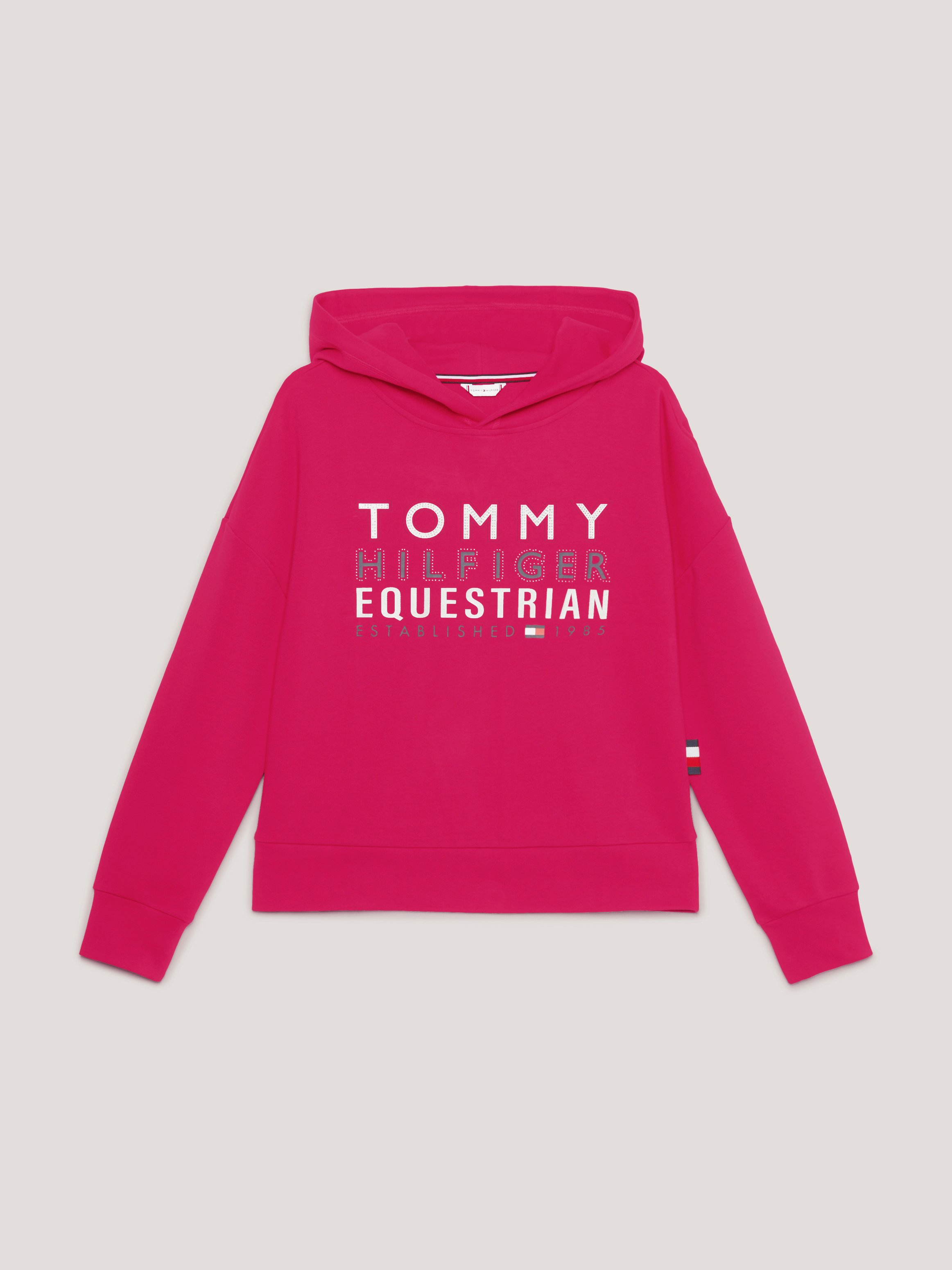 Tommy Hilfiger Equestrian Hoodie Oversized Paris Damen - Cherry - Farbe: Cherry, Grösse: XS