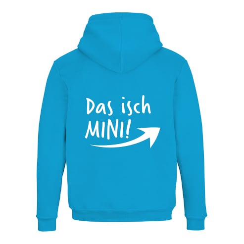 Schwesternuhr Hoodie mit Zipper Das isch Mini Unisex Farbe: Hellblau/Türkis, Grösse: L