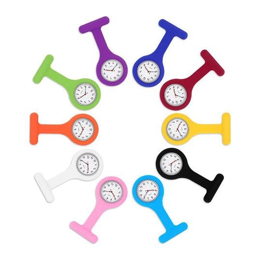 Schwesternuhr 10er Multipack Uhr mit Sicherheitsnadel, aus Silikon