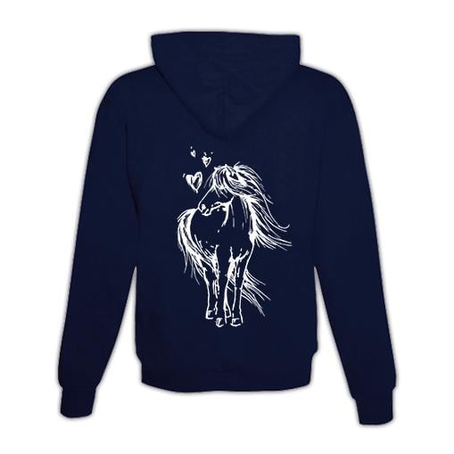 Schwesternuhr Hoodie mit Zipper Pferd mit Herzen Unisex