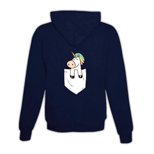 Schwesternuhr Hoodie mit Zipper Einhorn Tasche Unisex