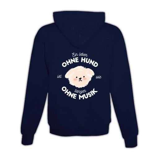 Schwesternuhr Hoodie mit Zipper Hund & Musik Unisex