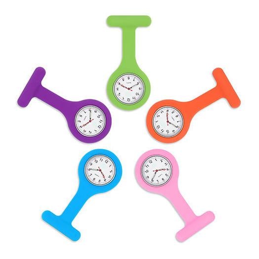 Schwesternuhr 5er Multipack Uhr mit Sicherheitsnadel, aus Silikon