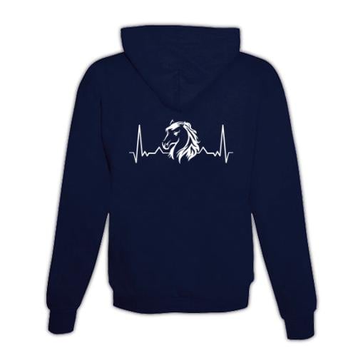 Schwesternuhr Hoodie mit Zipper Herzschlag Pferd Unisex