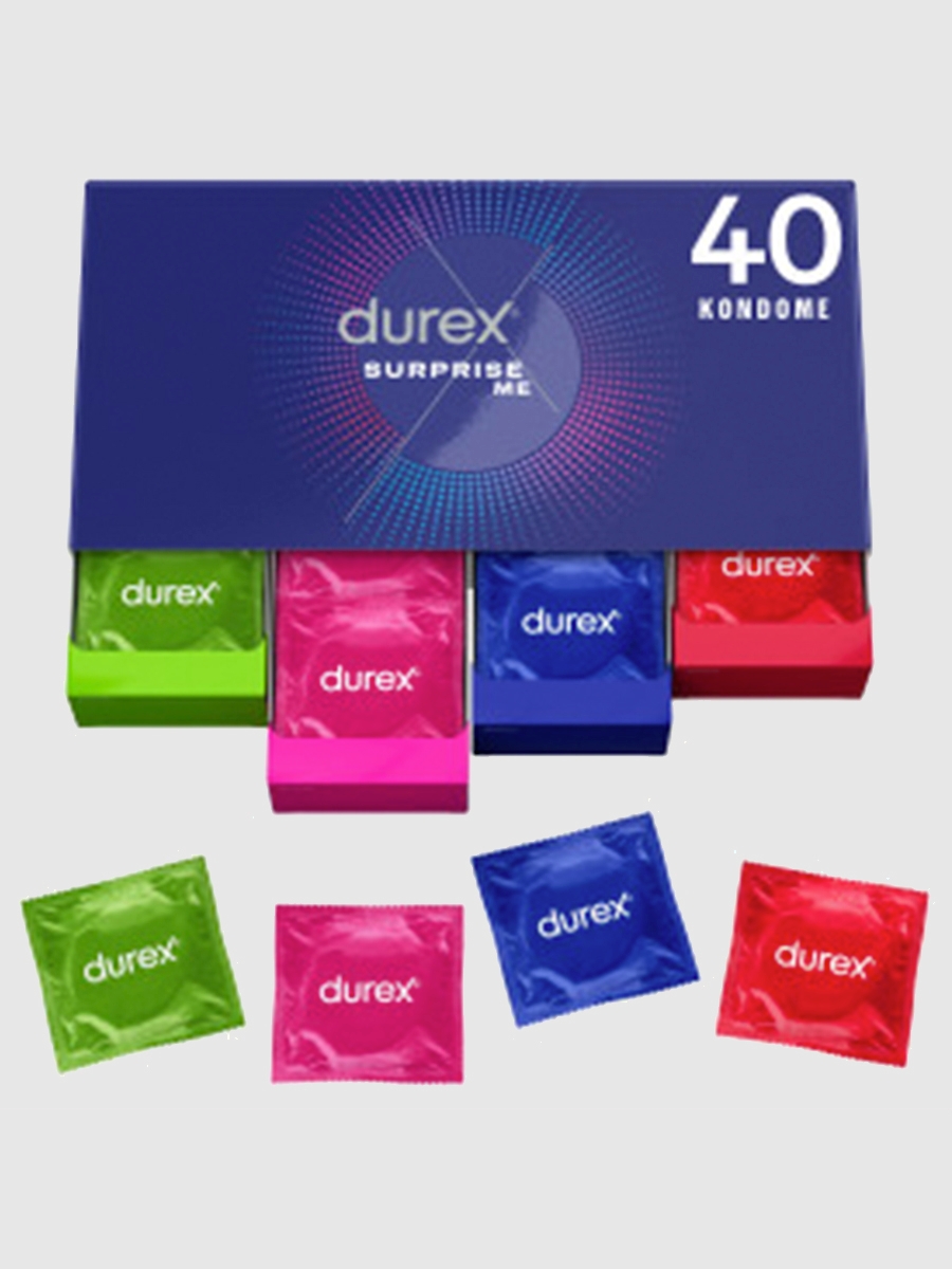 Durex Surprise Me Box Kondom, Transparent, 40 Stück - Amorana