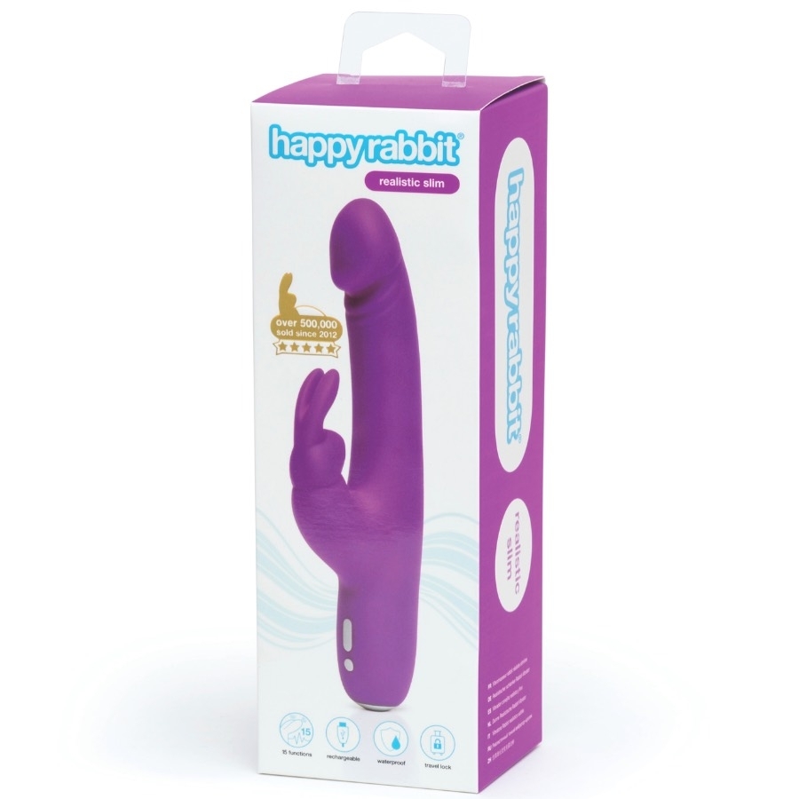 Happy-rabbit Realistic Slim Rabbit Rabbit Vibrator, Lila - Amorana