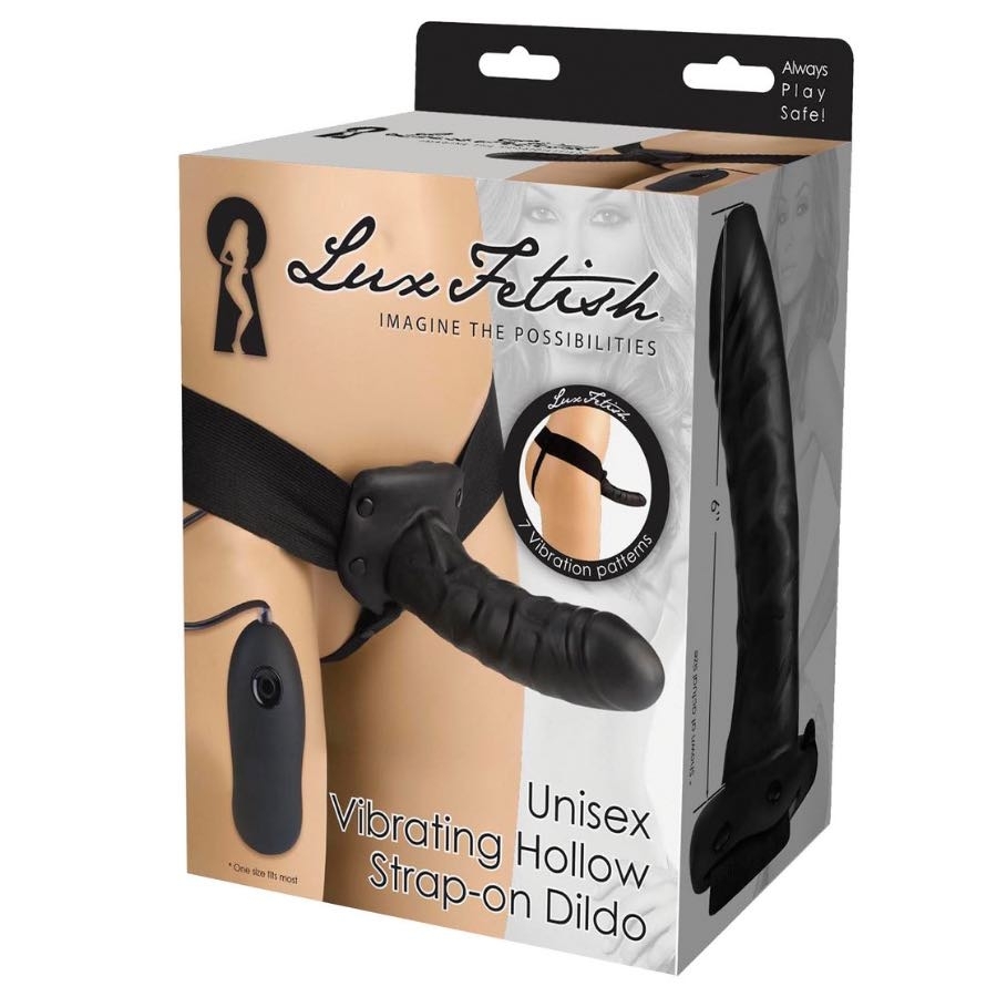Lux-fetish Unisex Vibrating Penetration Strap-on Dildo, Anfängergeeignet, Schwarz - Amorana