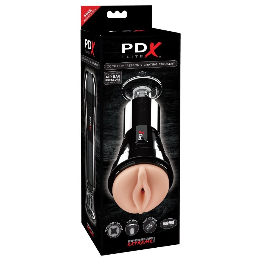 Pdx-elite Cock Compressor Masturbator Mit Vibration, Anfängergeeignet, Schwarz, Vaginal - Amorana