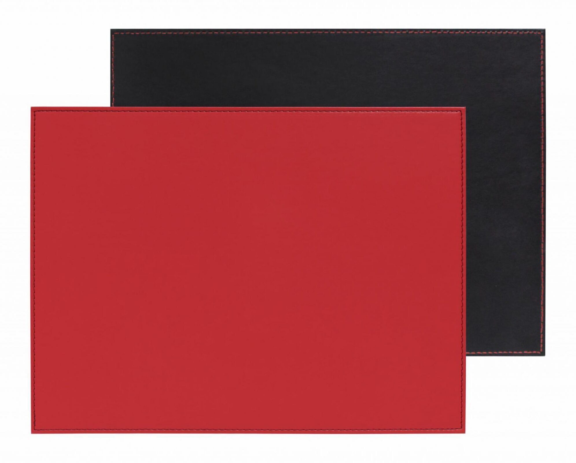 Set de table rectangulaire réversible Duo 40 x 30 cm en cuir écologique - Noir/Rouge