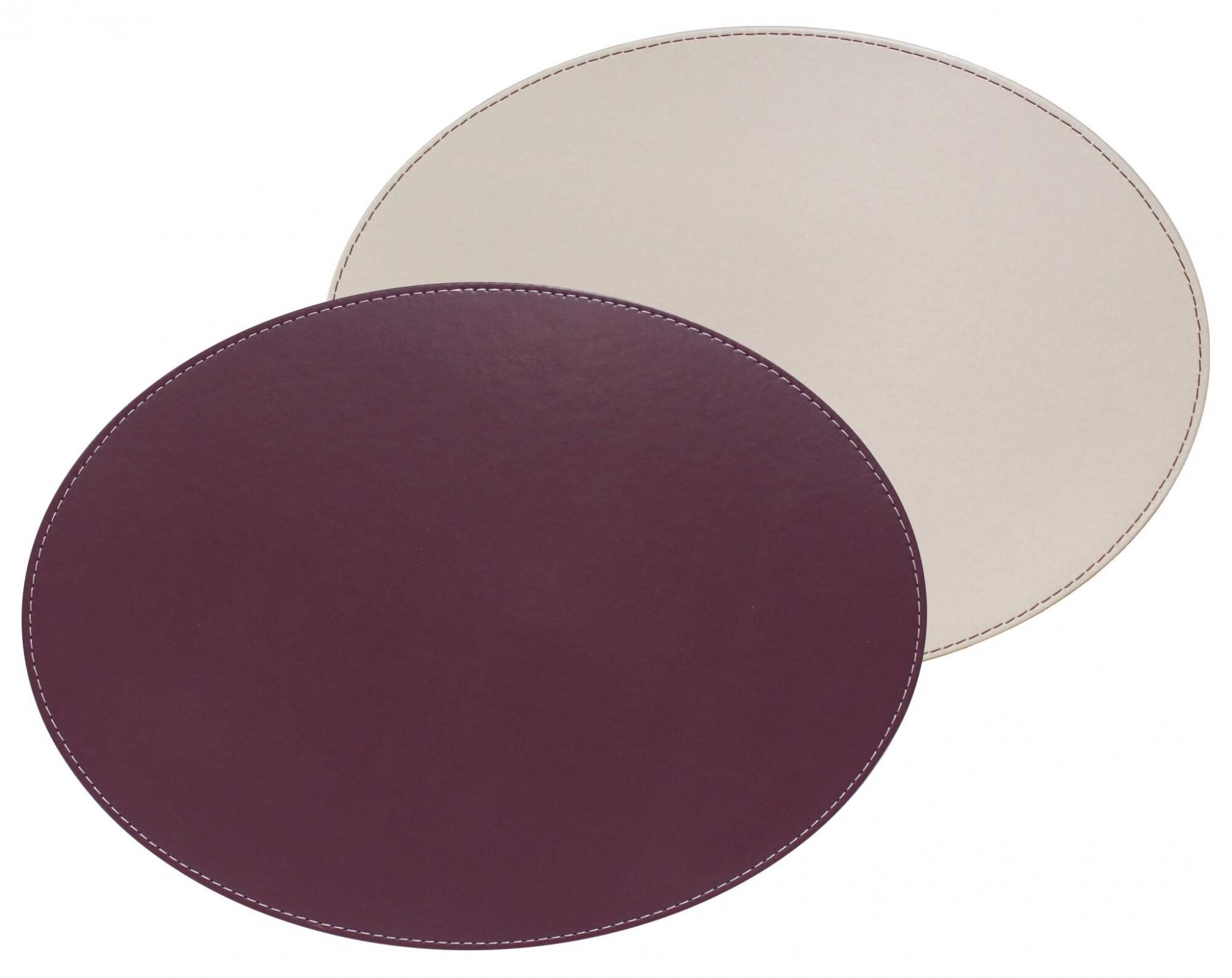 Set de table ovale réversible Duo 45 x 34 cm Prune/Ivoire