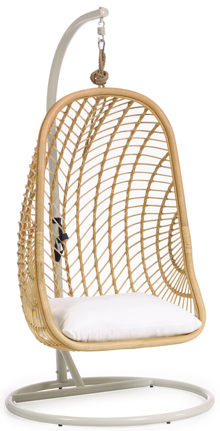 Handgeflochtener In-/Outdoor Hängesessel Ksenia mit Gestell