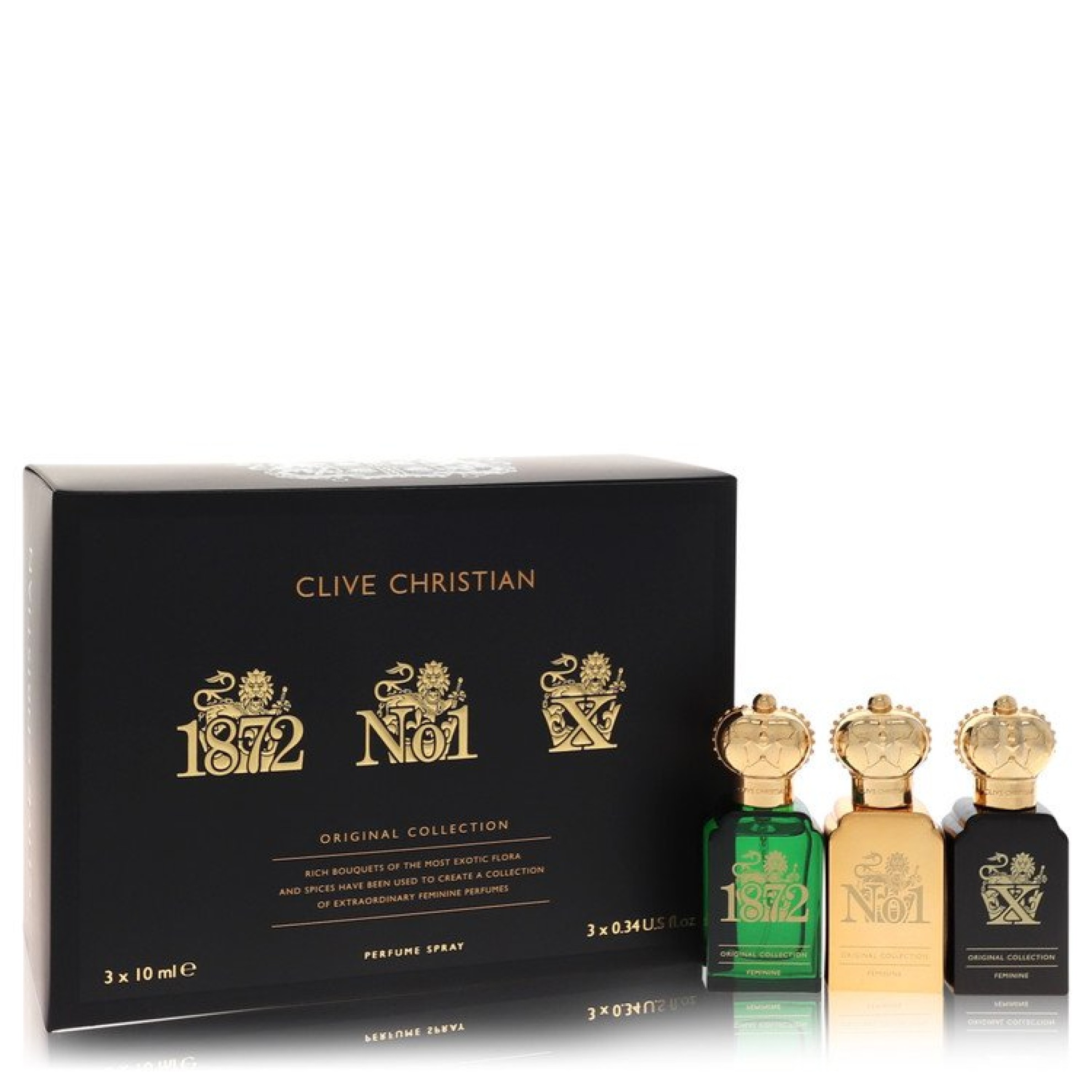 Clive Christian X Gift Set -- Travel Set Includes  1872 Feminine,  No 1 Feminine,  X Feminine all in 10 ml Pure Perfume Sprays