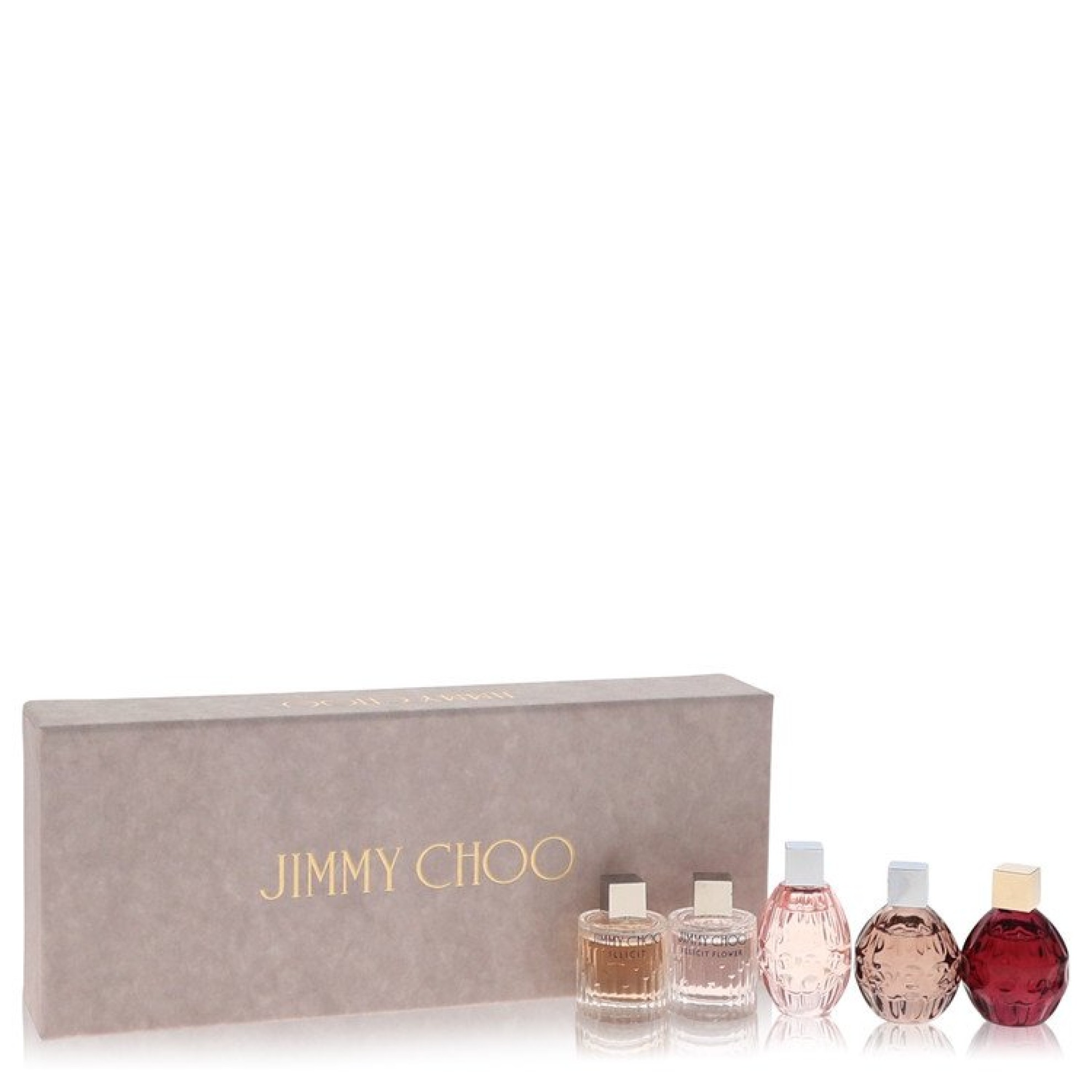 Jimmy Choo Fever Gift Set -- 3 x 5 ml Mini EDP Sprays in  Illicit, , &  Fever + 2 x 5 ml Mini EDT sprays in  Illicit Flower &  Leau