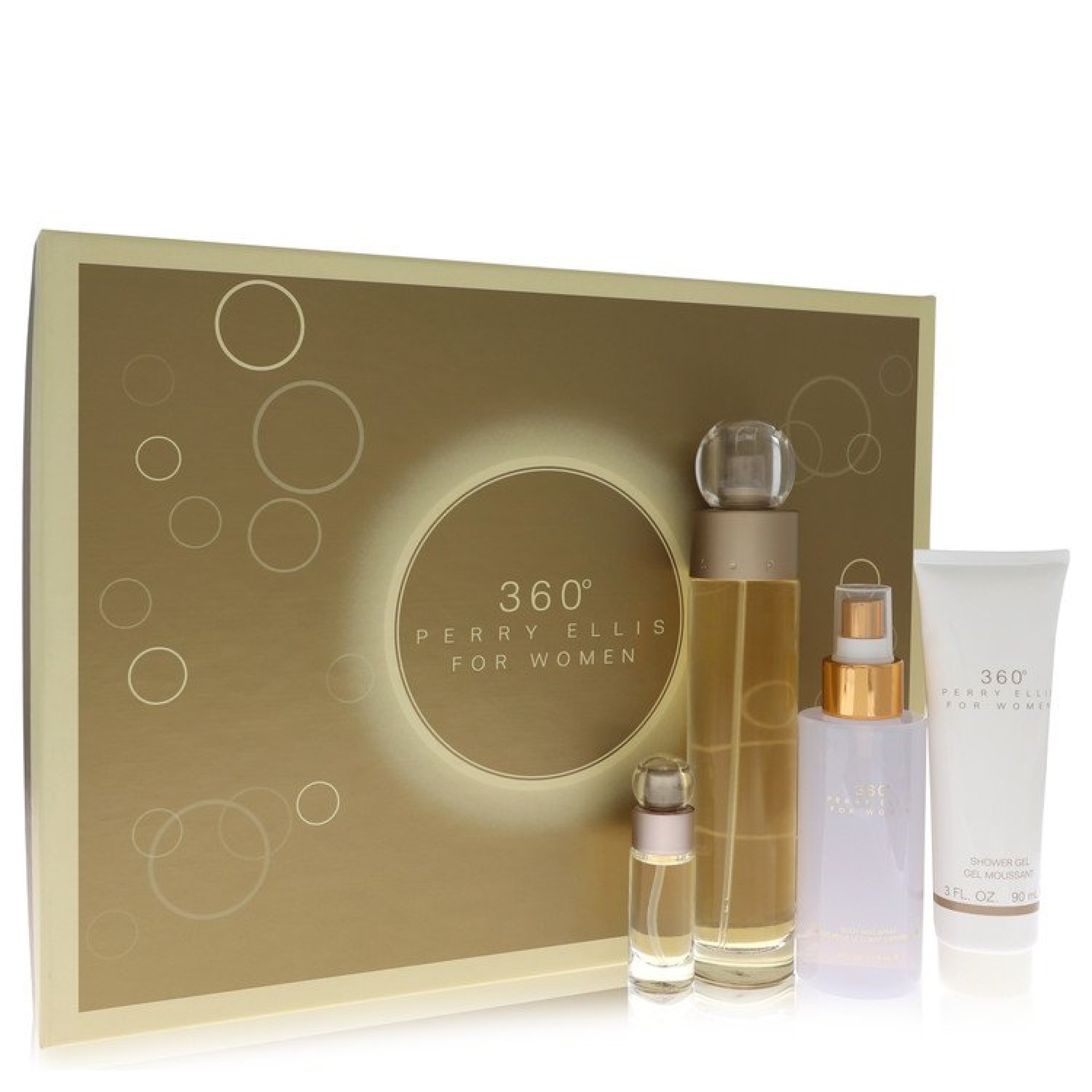 Perry Ellis perry ellis 360 Gift Set -- 100 ml Eau De Toilette Spray + 118 ml Body Mist + 88 ml Shower Gel + .25 Mini EDT Spray