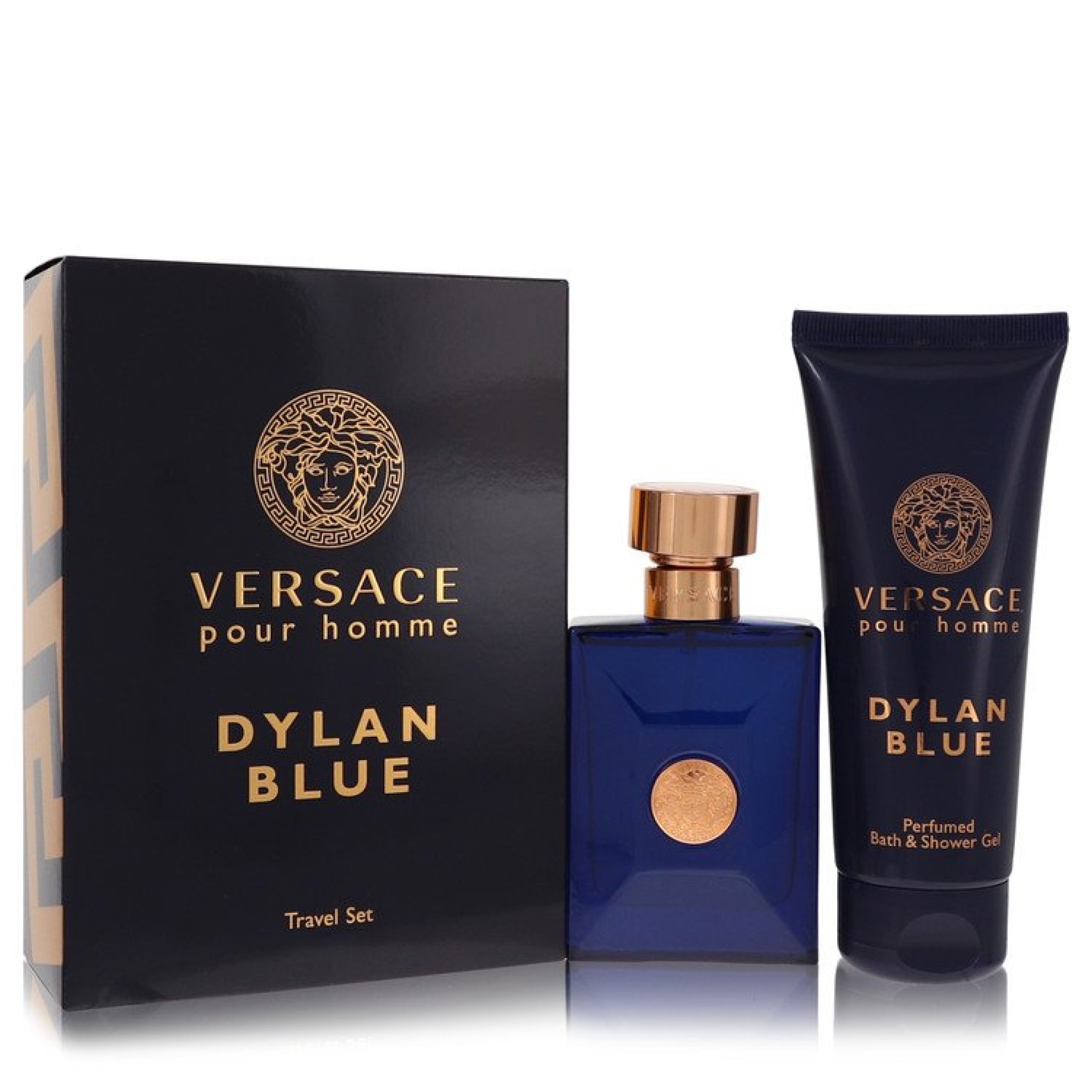 Versace Pour Homme Dylan Blue Gift Set -- 2 piece Travel Set includes 50 ml Eau de Toilette Spray + 100 ml Shower Gel